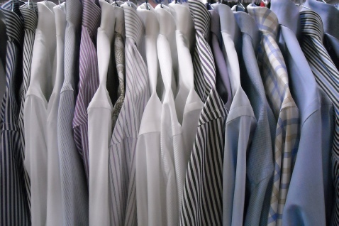 Men's dress shirts lined up